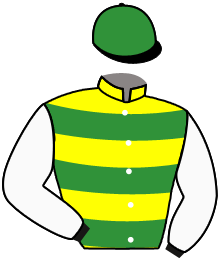 casaque portée par Viel Mr G. jockey du cheval de course POKER DE BALLON, information pmu ZETURF