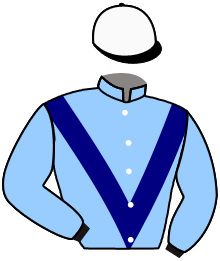 casaque portée par Urbano Aguero Lui. jockey du cheval de course RISKI CHOPE, information pmu ZETURF