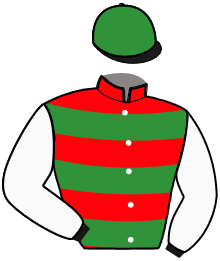 casaque portée par Mottier M. jockey du cheval de course MOURILLON, information pmu ZETURF