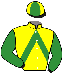 casaque portée par Ouvrie F. jockey du cheval de course MONDIAL DE FAVEROL, information pmu ZETURF