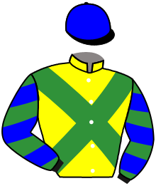 casaque portée par Vanderbeke K. jockey du cheval de course THE TIME, information pmu ZETURF