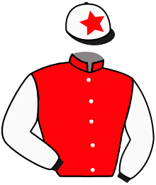 casaque portée par Dubourg K. jockey du cheval de course MAGUELON, information pmu ZETURF