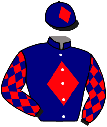 casaque portée par Crastus A. jockey du cheval de course UNFURLED, information pmu ZETURF