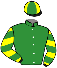 casaque portée par Mottier M. jockey du cheval de course JACINTHE DES ULMES, information pmu ZETURF