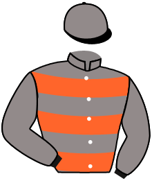 casaque portée par Dubourg K. jockey du cheval de course FUSTIER, information pmu ZETURF
