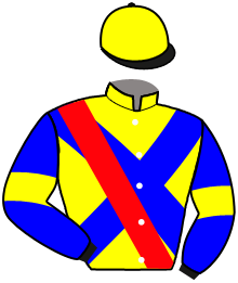 casaque portée par Colson L. jockey du cheval de course CESAR DE PRETOT, information pmu ZETURF