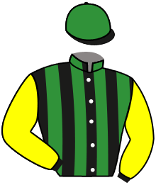 casaque portée par Boutin Hug. jockey du cheval de course PERRINE, information pmu ZETURF