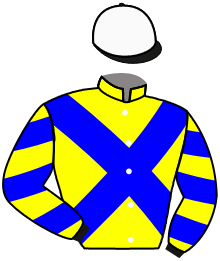 casaque portée par Germain Mlle M. jockey du cheval de course NEW WAY BABY, information pmu ZETURF