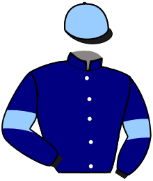 casaque portée par Koubiche L. jockey du cheval de course JOLIE ET SAGE, information pmu ZETURF