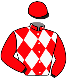 casaque portée par Journiac H. jockey du cheval de course SESTINI, information pmu ZETURF