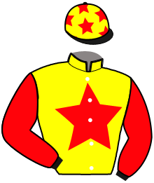 casaque portée par Mottier M. jockey du cheval de course MUSCLE DREAM, information pmu ZETURF