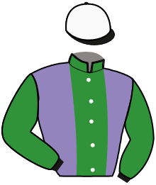 casaque portée par Ouvrie F. jockey du cheval de course HELICE DU TREZON, information pmu ZETURF