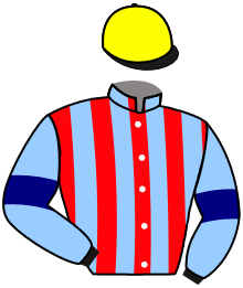 casaque portée par Pouchin A. jockey du cheval de course BIANCA DE GHAZAL, information pmu ZETURF