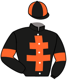 casaque portée par Langlois H. jockey du cheval de course LE CAPORAL, information pmu ZETURF