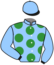 casaque portée par Demuro C. jockey du cheval de course CHARLOTTE'S LUCK, information pmu ZETURF