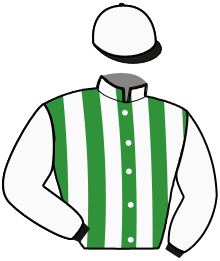 casaque portée par Gelormini G. jockey du cheval de course MOUFFETARD, information pmu ZETURF