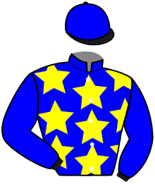 casaque portée par Santiago Mlle D. jockey du cheval de course FASTER, information pmu ZETURF