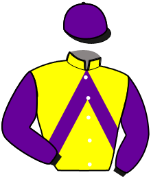 casaque portée par Ouvrie F. jockey du cheval de course LAURELINA, information pmu ZETURF