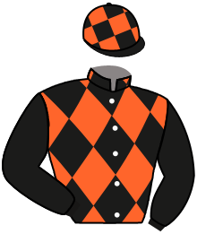 casaque portée par D' Andigne O. jockey du cheval de course JEU DE JAMBES, information pmu ZETURF
