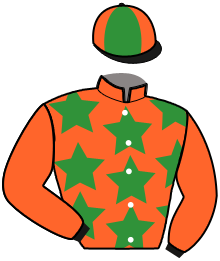casaque portée par Cuoq J. jockey du cheval de course KALINE DU CORTA, information pmu ZETURF