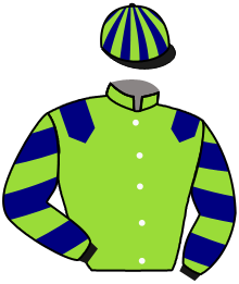 casaque portée par Romary Mlle M. jockey du cheval de course PLACID'OO, information pmu ZETURF