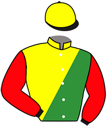 casaque portée par Ouvrie F. jockey du cheval de course KYRIELLE JOMUNA, information pmu ZETURF