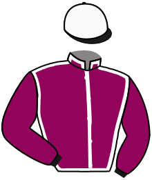 casaque portée par Germain Mlle M. jockey du cheval de course MASSA CHOP, information pmu ZETURF
