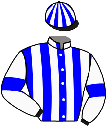 casaque portée par Guyon M. jockey du cheval de course ZAHARO, information pmu ZETURF