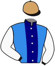 casaque portée par Velon Mlle M. jockey du cheval de course IMPITOYABLE, information pmu ZETURF