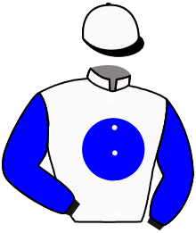 casaque portée par D' Andigne O. jockey du cheval de course WHAT A FAIR FOOT, information pmu ZETURF