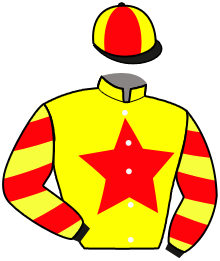 casaque portée par Peltier S. jockey du cheval de course MYMY POPE, information pmu ZETURF