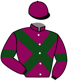 casaque portée par Besnier H. jockey du cheval de course MARCHEMALO, information pmu ZETURF