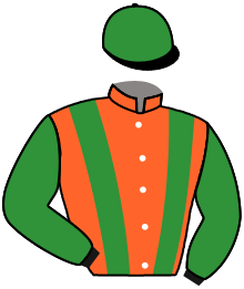 casaque portée par Bachelot T. jockey du cheval de course FROMONTINE, information pmu ZETURF