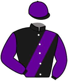casaque portée par Duval C. M. jockey du cheval de course HERMINE SIMARDIERE, information pmu ZETURF