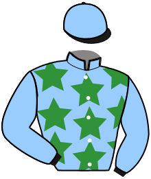 casaque portée par Coppens B. jockey du cheval de course LANGONE, information pmu ZETURF