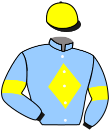casaque portée par Bachelot T. jockey du cheval de course MAI DIRE MAI, information pmu ZETURF
