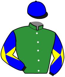 casaque portée par Corallo E. jockey du cheval de course ASENSEOFSERENITY, information pmu ZETURF