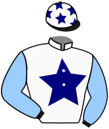 casaque portée par Pouchin A. jockey du cheval de course HASTA LA VISTA, information pmu ZETURF