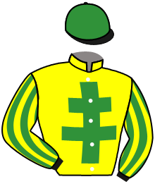 casaque portée par Lebouc Hug. jockey du cheval de course BONJOUR MON AMOUR, information pmu ZETURF