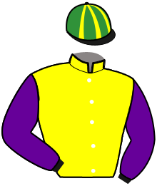 casaque portée par Dromigny T. jockey du cheval de course LET IT OUT, information pmu ZETURF