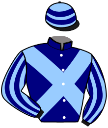 casaque portée par Desmigneux F. jockey du cheval de course KINDER DE LA NAVE, information pmu ZETURF