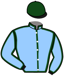 casaque portée par Romary Mlle M. jockey du cheval de course PATERNOSTER SQUARE, information pmu ZETURF