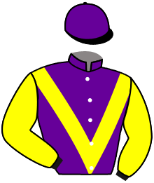 casaque portée par Pouchin A. jockey du cheval de course CLASSIC SOVEREIGN, information pmu ZETURF