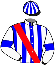 casaque portée par Pouchin A. jockey du cheval de course TERRITORYWAR, information pmu ZETURF