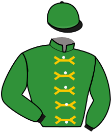 casaque portée par Romary Mlle M. jockey du cheval de course SERENA DU LOUP, information pmu ZETURF