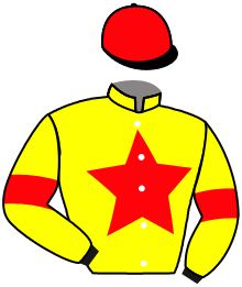 casaque portée par Marie Benj. jockey du cheval de course LUNE ROUGE, information pmu ZETURF