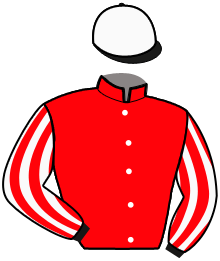 casaque portée par Pouchin A. jockey du cheval de course CALIF, information pmu ZETURF