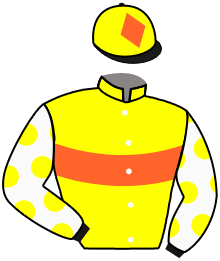 casaque portée par Zuliani A. jockey du cheval de course FATU HIVA, information pmu ZETURF