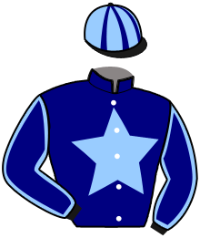 casaque portée par Hue D. M. jockey du cheval de course NYMPHE D'ELLE, information pmu ZETURF