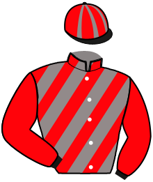 casaque portée par Marin G. jockey du cheval de course MOON DU PONT, information pmu ZETURF